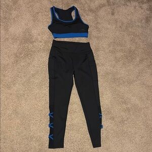 Women's Black and Blue Activewear Set